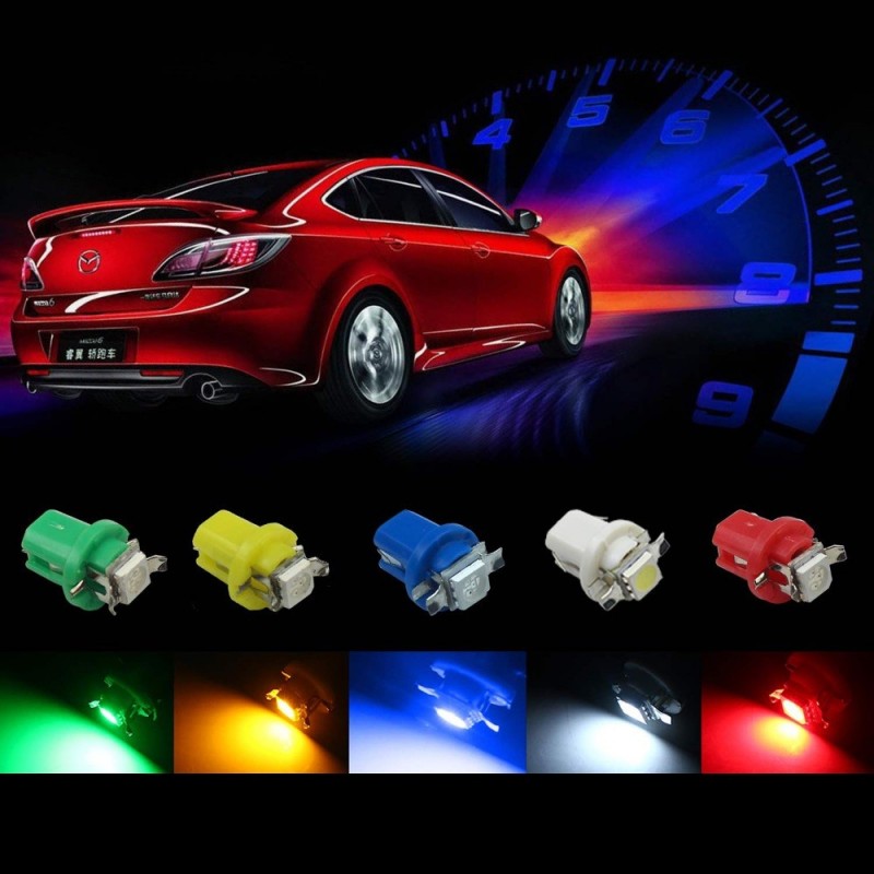 Set 5 LED Rossi 5050 SMD Per Tachimetro B8.3d BAX10S – Più Luminosi, Dimmerabili, Plug And Play 12V